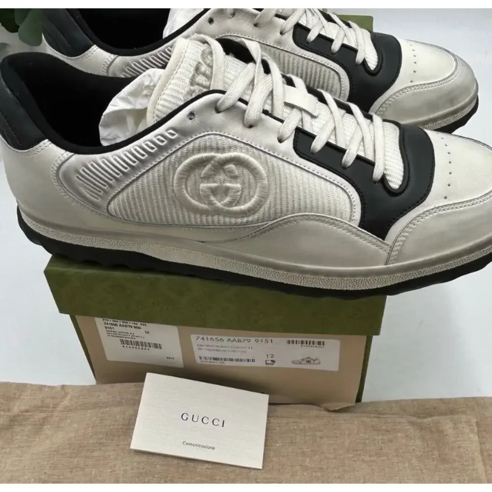 Men's Gucci Mac 80 distressed leather sneakers size 12 made in Italy